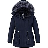 wantdo Women's Plus Size Winter Coat Waterproof Puffer Jacket Warm Thicken Parka with Removable Hood