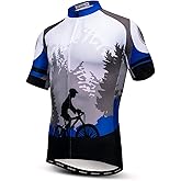 Men Cycling Jersey Skull Bike Short Sleeve Tops Quick-Dry Reflective 3-Pockets S-3XL