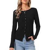 Allegra K Long Sleeve Sweater for Women's Casual Fall Button Knit Tops | Pullover, Button Decor, Daily Wear, Soft Comfort, Solid Color, Round Neck, Easy to pair with pants