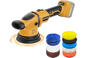 VERVEWAVE Cordless Buffer Polisher Kit for Dewalt 20V Battery (No Battery), 6-Inch Orbital Car Polisher Variable Speed 1800—5500 RPM, 17PCS Polishing Accessories, for Car Polishing/Waxing (Tool Only)