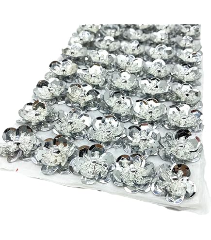 20 Pcs Silver Sequin Flower Appliques - 1.25 Inch, Sew-On Patches For DIY Crafts - View #4
