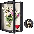 TJ.MOREE Flowers Shadow Box Display Case 13 x 16 Large Shadow Box Picture Frame with Glass Wedding Bouquet Memorabilia Medals Photos Memory Box