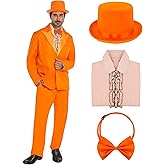 EchoElce Halloween Costumes Blue Suit Orange Tuxedo Coat Hat Bow Tie 90s Halloween Cosplay Outfit