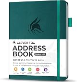 Clever Fox Address Book PU Leather with Alphabetic Tabs Dark Teal 10.5 x 14cm