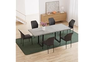 ZckyCine Modern Mid-Century Dining Table Set for 6-8 People Kitchen Dining Room Table Set Extendable Wood Dining Table and 6 Upholstered Chairs, Home Kitchen Furniture