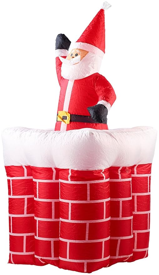 Infactory Aufblasbarer Nikolaus Aufblasbarer Xxl Weihnachtsmann Mit Schornstein 180 Cm Weihnachtsdeko Aufblasbar