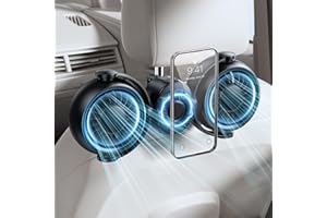 Nauttxon Battery Car Fan for Backseat with Magsafe Phone Holder - 360°Rotatable Fan for Car Back Seat - 3 Speeds Separate Con