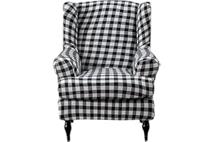 NILUOH Wing Chair Slipcovers 2 Pieces Stretch Spandex Wingback Chair Covers Sofa Slipcover Printing Wingback Armchair Slipcovers Furniture Protector Couch Soft with Elastic Bottom for Wingback Chairs,13