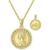 BHUBREA 925 Sterling Silver 500 Lira Italian Coin Necklace 18K Gold Plated Pendant Birthday Present for Her Wife Grandmother