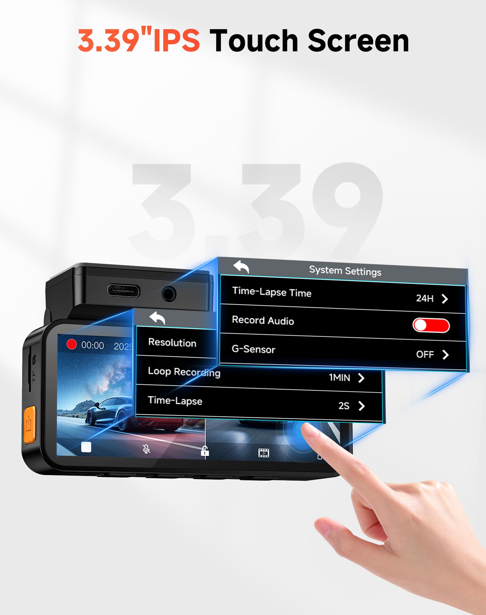 Dash Cam Front and Rear: 4K+2.5K Dash Camera for Cars with Touch Screen 3.39