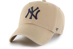 47 Brand MLB Khaki Primary Logo Clean Up Adjustable Strap Baseball Dad Hat Cap, Adult One Size Fits All