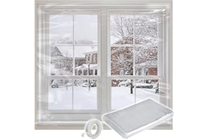 Apipi Thicken Window Insulation for Winter - Fits 5 Windows of 3' x 5' Durable Sealing Plastic Film Cover, Clear Shrink Window Insulation Kit with Double-Side Tape for Winterizing, 63 × 236 in