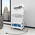 Natwind Large Printer Stand,24''x20''x29''Printer Table with Adjustable Storage Shelf,3 Tier Rolling Printer Cart with Wheels,Home Office Multifunctional Shelves for Heat Press,3D Printer (White)