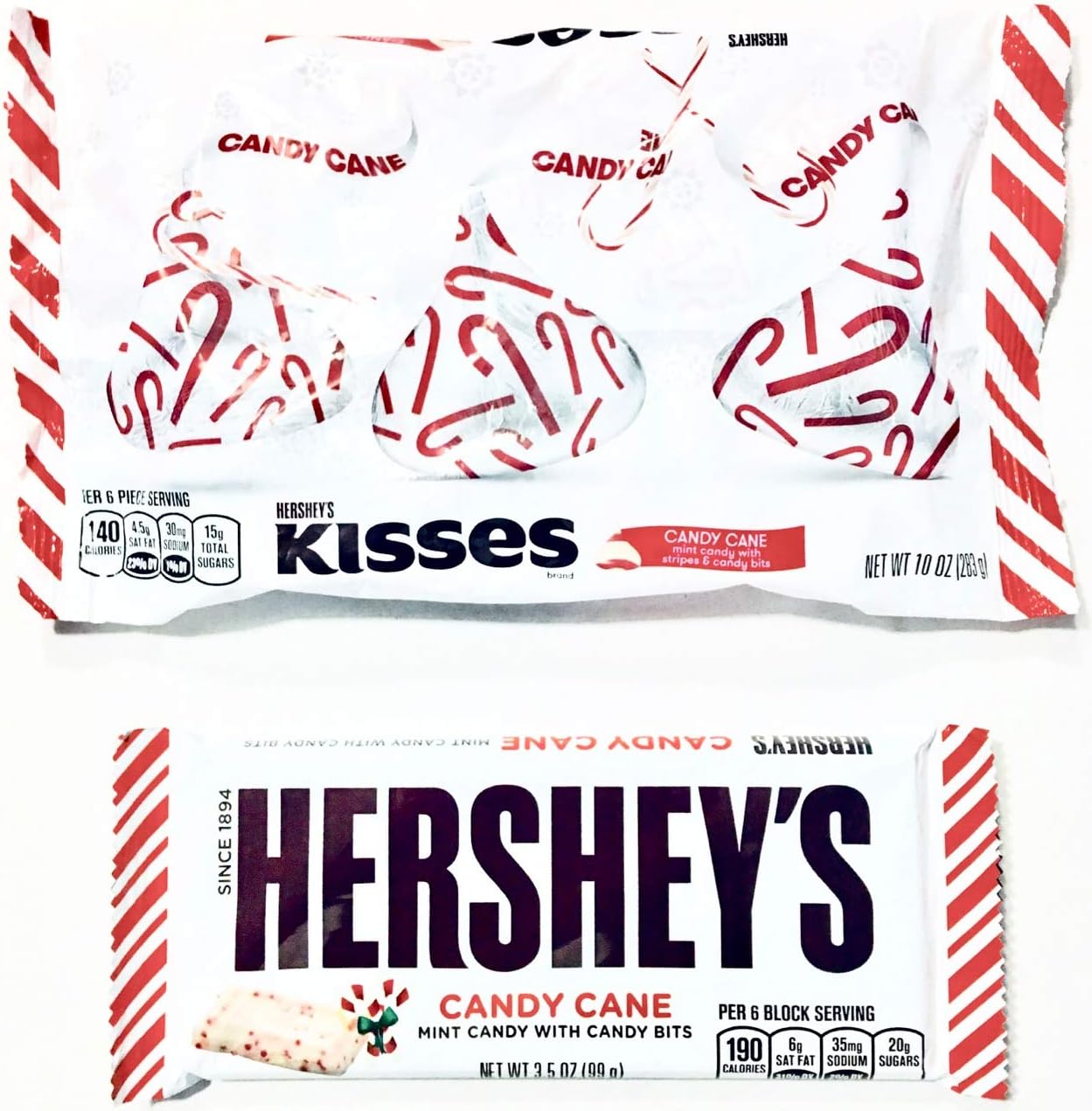 Hershey's Holiday Kisses and Candy Cane Mint Candy Bar Bundle