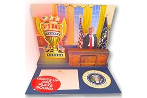 OUR FRIENDLY FOREST Talking Donald Pop Up Father's Day Card with Light and Sound - Presidential Message to Dad with Trump's Real Voice, Funny Trump Gifts for the Best Dad, Greeting Card