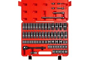 66 PCS 1/2 Inch Drive Impact Socket Set, Standard SAE (3/8"-1-1/4") and Metric (10-24mm) Size, 6 Point Deep & Shallow Sockets