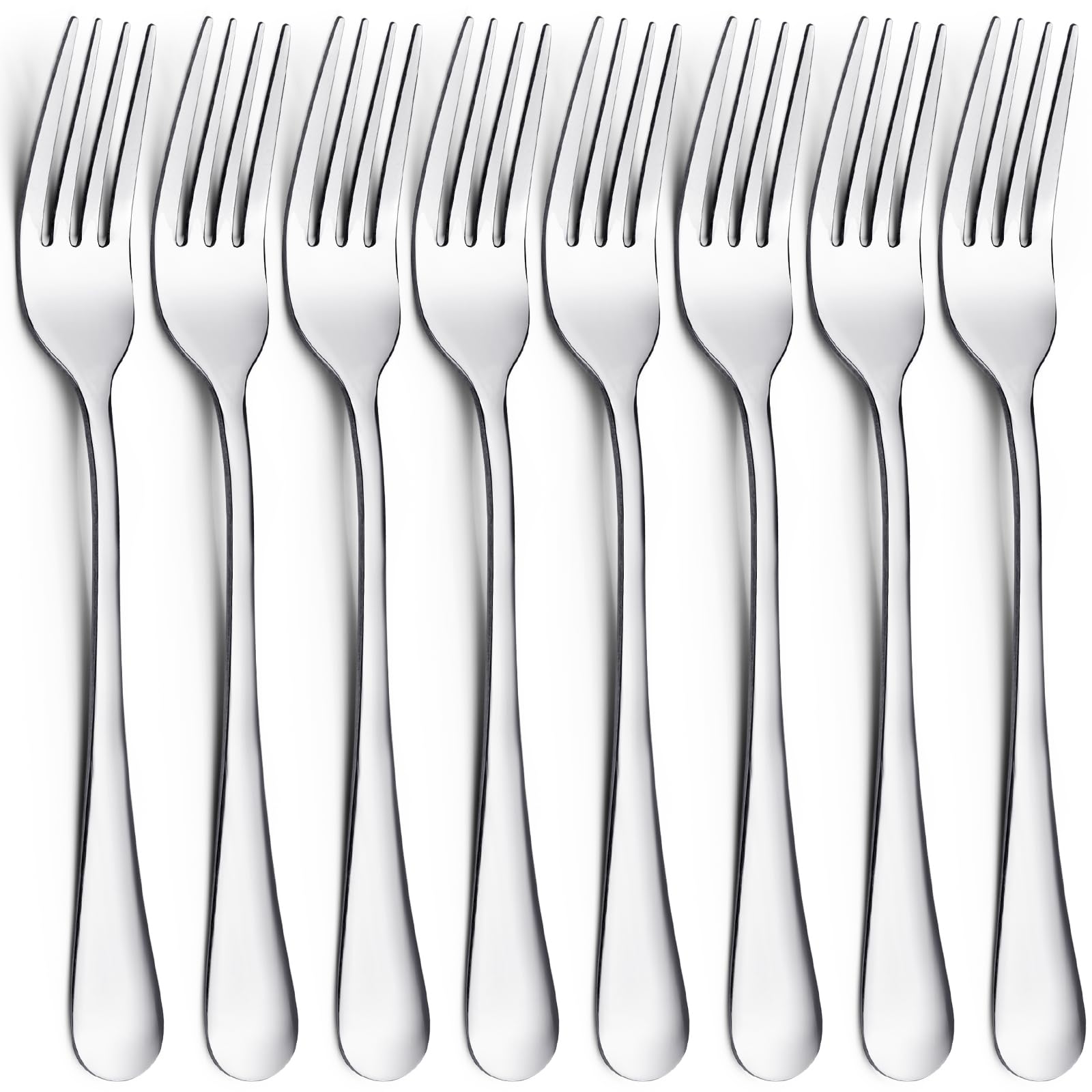 CoKeeSun Dinner Forks 8 Pieces, 20.5cm Stainless Steel Cutlery Set, Mirror Polished Silver Table Forks for Home, Kitchen, Restaurant, Dishwasher Safe, Classic Design