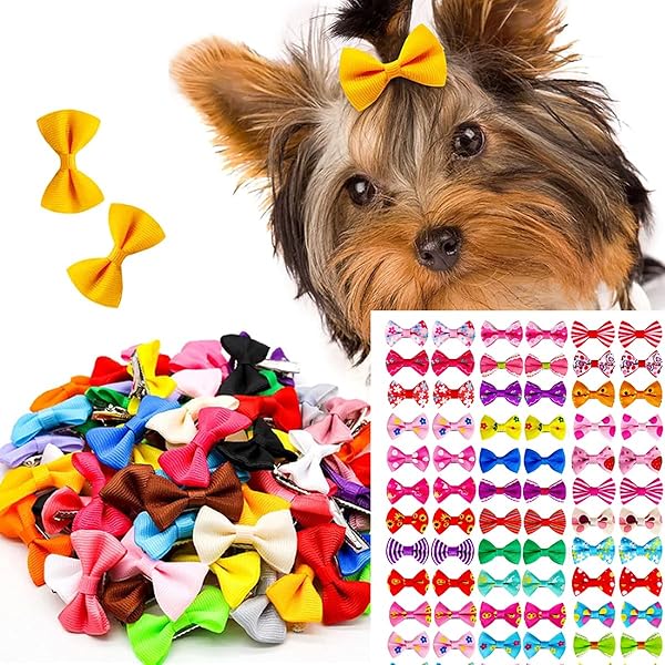 Lazos Para Pelo De Mascotas - 24 Unidades Con Pajaritas, Bandas Elásticas Para Perros, Gatos Y Conejos
