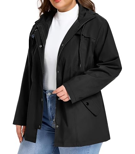 Amazon.com: ellos Plus Size Water-Resistant A-Line Snap-Front