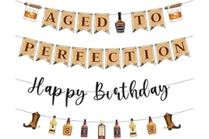 Refavor Aged to Perfection Birthday Decorations - Birthday Decorations for Men Whiskey Banners Beer Party Supplies Over the Hill 40th 50th 60th Bday Party Decor