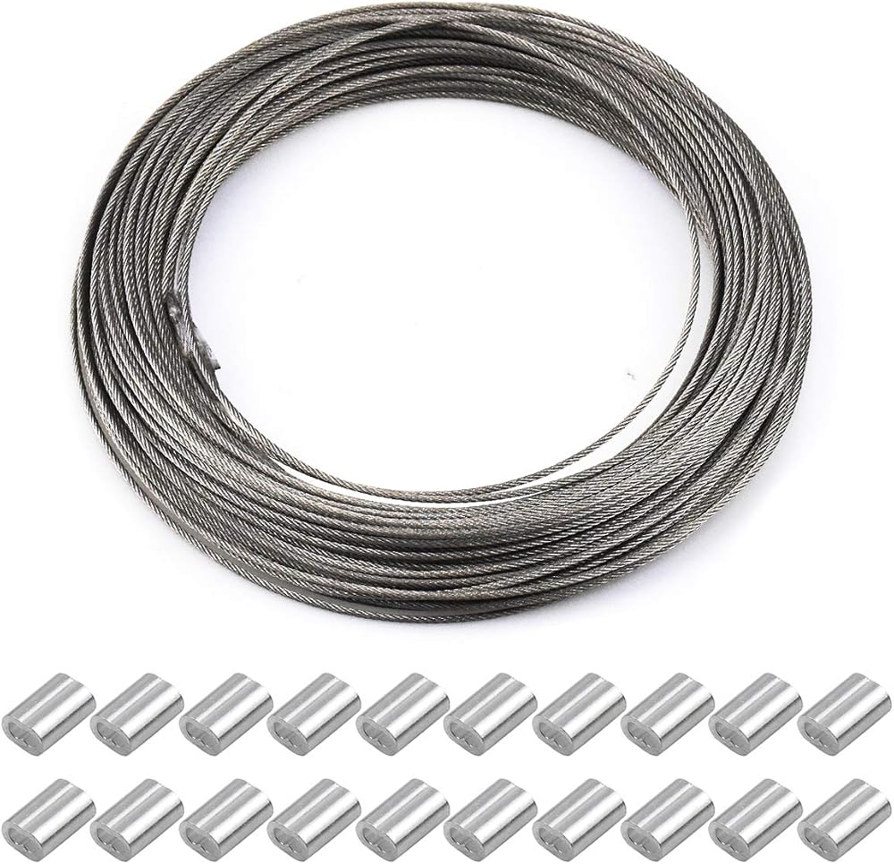 Netspower Stainless Steel Wire Cable 1.5mm x 30m Heavy Duty with 20 Crimp