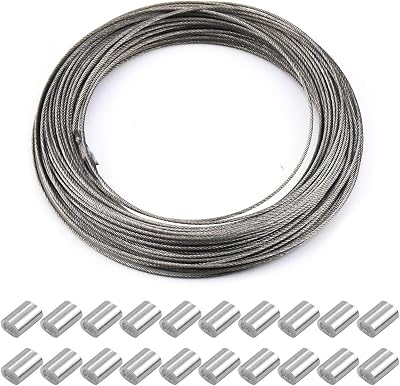 Netspower Stainless Steel Wire Cable 1.5mm x 30m Heavy Duty with 20 Crimp
