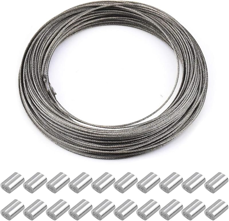 Netspower Stainless Steel Wire Cable 1.5mm x 30m Heavy Duty with 20 Crimp