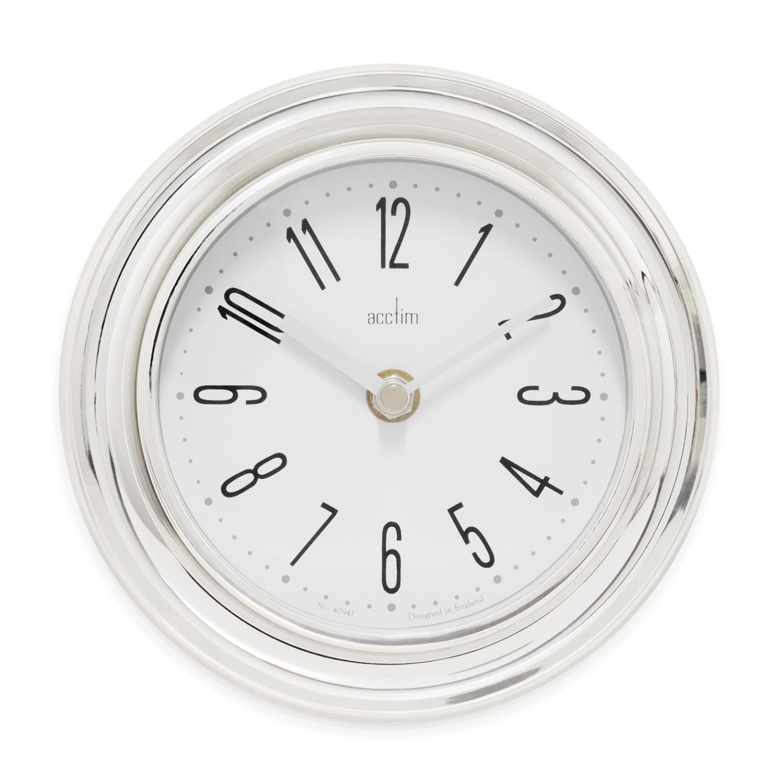 Acctim Riva Small Wall Clock Quartz Chrome Effect 17.5cm 21737