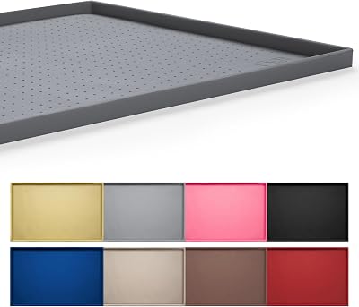 Hubulk Dog Feeding Mat 24x16 0.5in Grey Silicone Waterproof Non-slip