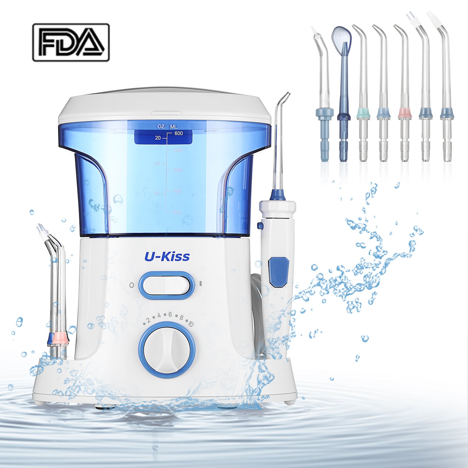 Water Dental Flosser, Dental Care Oral Irrigator with 10 Pressure Settings and 7 Interchangeable Nozzles for Deep Cleaning Between Teeth, Gumline, Braces and Bridges, Leak-Proof Electric Quiet Design