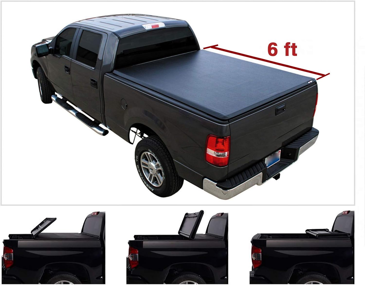 Amazon Com Longkees 6 Soft Tri Fold Tonneau Cover Fit 1994 2003 Chevorlet S10 Gmc Sonoma Pickup 1996 2000 Isuzu Hombre Pickup Automotive