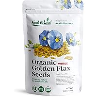 Organic Golden Flaxseed, 1 Pound – Whole, Non-GMO, Kosher, Raw, Vegan, Bulk