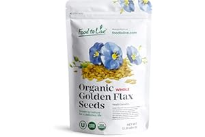Food to Live Organic Golden Flax Seeds, 1 Pound – Whole Raw, Non-GMO, Kosher, Vegan, Bulk. Rich in Omega-3 Fatty Acids, Protein, Dietary Fiber. Great for Smoothies, Salads, Granola, & Baked Goods.