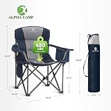ALPHA CAMP Camping Chair Heavy Duty Foldable 450lbs Cup Holder Cooler Blue view 5