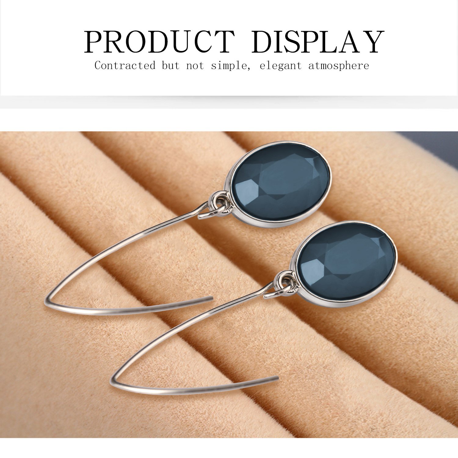 Dangle Earrings，UHIBROS Women\'s Stone Crystal Dangle Drop Earrings (Grey)