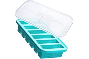 Souper Cubes 1/2 Cup Silicone Freezer Tray With Lid - Easy Meal Prep Container and Kitchen Storage Solution - Silicone Mold for Soup and Food Storage - Aqua – 1-Pack