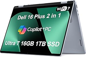 IST COMPUTERS Dell 16 Plus (Next Gen Inspiron 16 Plus) 2-in-1 AI Laptop (16" FHD+ Touchscreen, Intel Core Ultra 7 256V (> i7-1355U), 16GB DDR5, 1TB SSD) Copilot+ PC, 21-Hr Battery, Wi-Fi 7, Fingerprint, Win 11 Pro