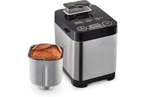 Dash Everyday Stainless Steel Bread Maker, Up to 1.5lb Loaf, Programmable, 12 Settings + Gluten Free & Automatic Filling Disp