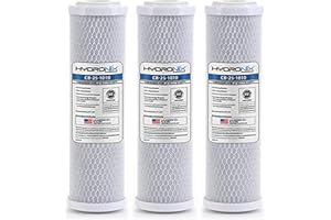 Hydronix HX-CB-25-1010/3 Reverse Osmosis and Drinking NSF Coconut Carbon Block Water Filter 2.5 x 10, 10 Micron-3 Pack, White