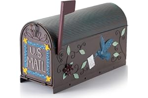 MEIYIHUI Heavy Duty Mailboxes for Outside, Post Mount Mailbox,Decorative Mailboxes Outside Courtyard Garden (Rusty-Bird)