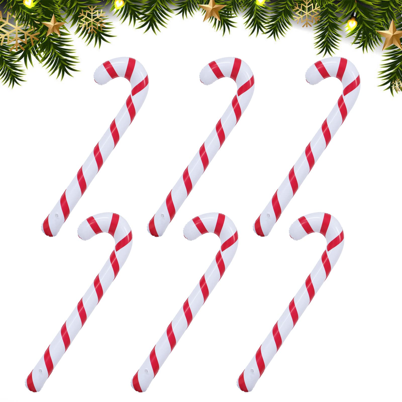 Homo Trends 6Pcs Inflatable Candy Canes, 90CM Giant Candy Cane Novelty Large Candy Stick Inflatable for Christmas Decoration…