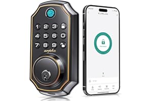 ARPHA Keyless Entry Door Lock D280, 5 in 1 Smart Fingerprint Door Lock, Keypad Deadbolt with 2 Keys, One Touch Lock/Unlock, Auto-Lock, One Time Code, Zinc Alloy