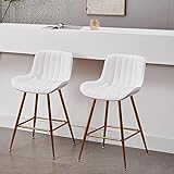 Sidanli Gold Barstools Set of 2, White Bar Stools