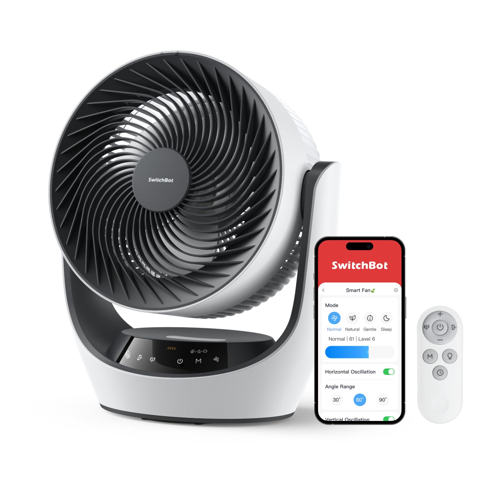 Photo 1 of SwitchBot Smart Desk Fan for Bedroom, 22dB Ultra Quiet, 90° Oscillation, Battery Operated, 9 Speeds, 9H Timer, Alexa/Google/Siri Compatible (Hub Required), Portable Air Circulator for Indoor & Outdoor