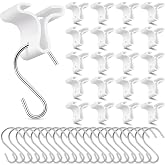 Moxweyeni 35 Pack Drop Ceiling Hooks for Hanging Ornament Classroom | Plastic Clips Metal Hooks for Grids, Classroom Christmas Ornaments Hanging, Lightweight Decorations Suspended from Tiles