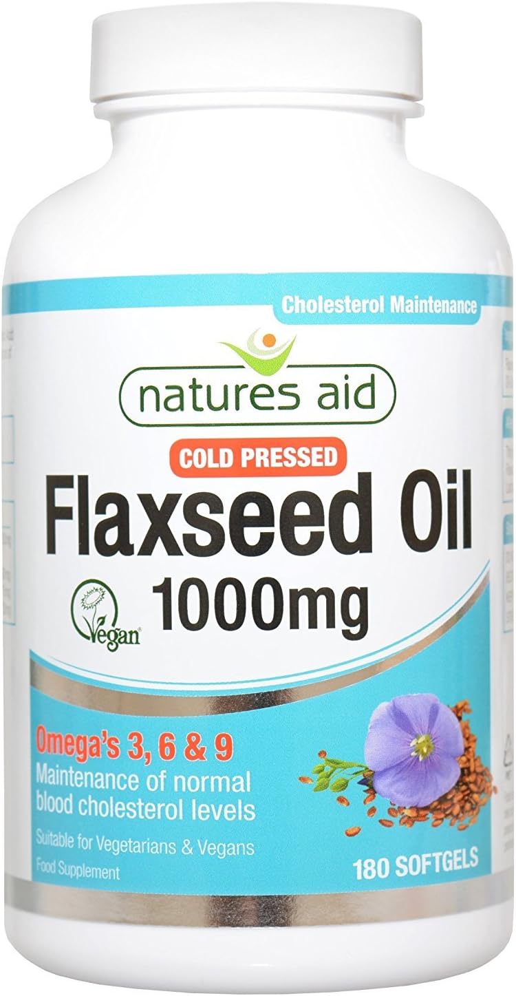 Natures Aid Cold Pressed Flaxseed Oil 1000mg 180 Capsules (Pack of 12