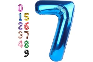 ENYEOPD Number 7 Balloons, 40 Inch 7 Balloons for Birthday Party, Dark Blue Number Balloons for 7, 17, 27 Game Competition Wedding Anniversaries Party, Christmas and New Years Eve Party