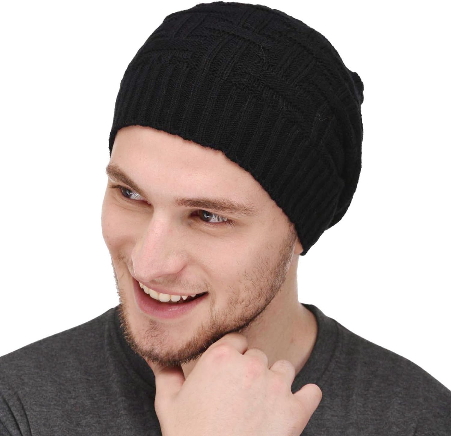 Men's Bob Marley Inspired Winter Woollen Beanie Rastacap (Black)