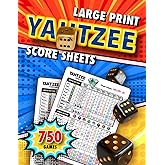 Large Print Yatzee Score Sheets: 750 Scoring Games &amp; 130 Original Yazee Pads For Scorekeeping.