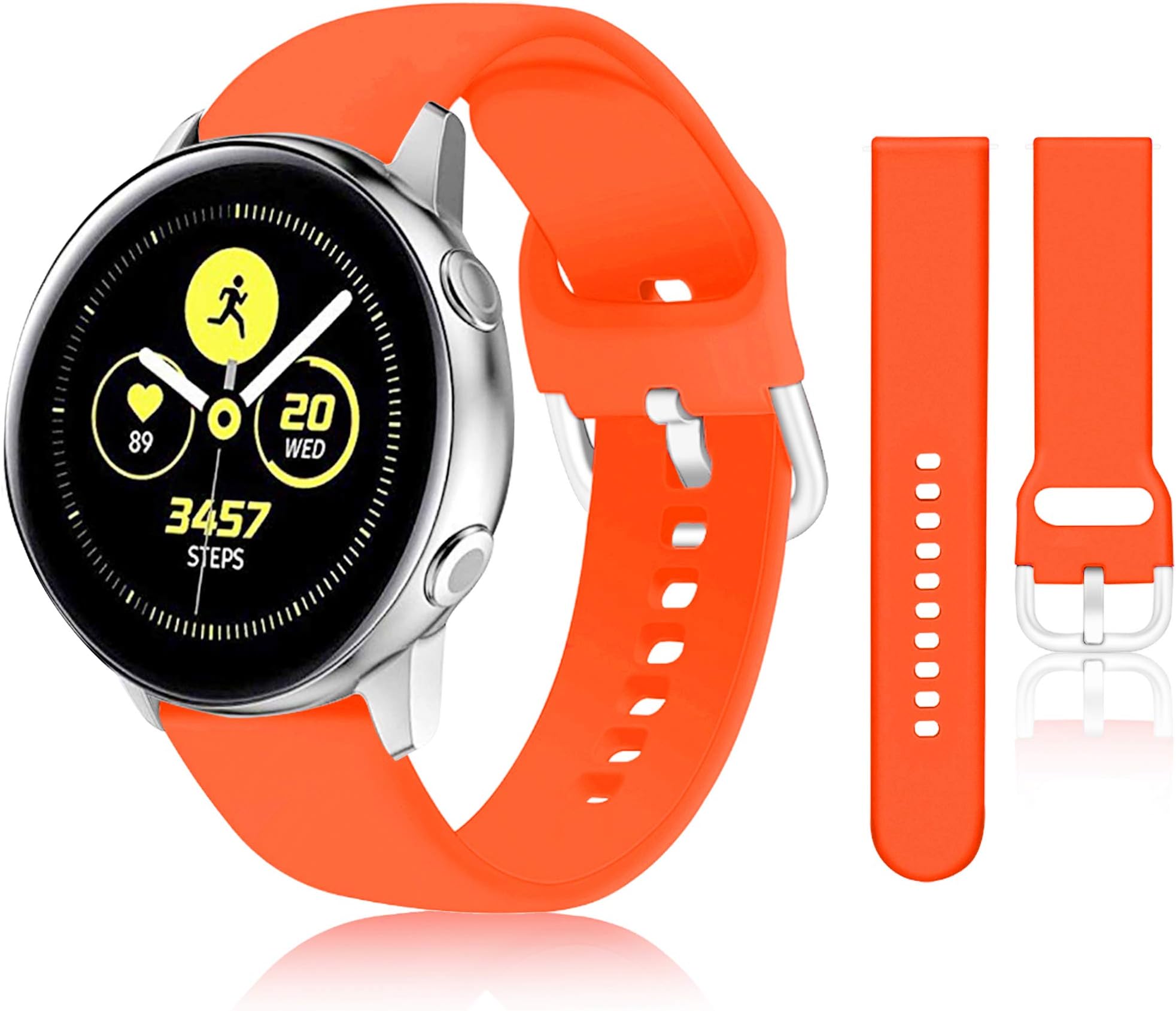 HSWAI Compatible with Samsung Galaxy Watch 3 Bands 41mm/ Galaxy Watch Active 2 Bands 40mm 44mm/ Galaxy Watch Active Bands/ Galaxy Watch 42mm Bands（Orange-S）